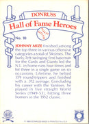 1983 Donruss Hall of Fame Heroes Johnny Mize