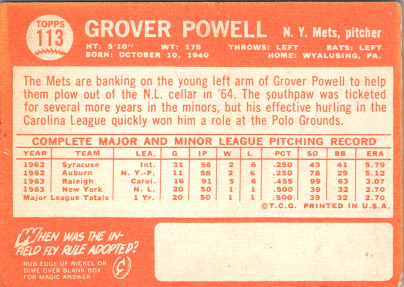 1964 Topps Grover Powell