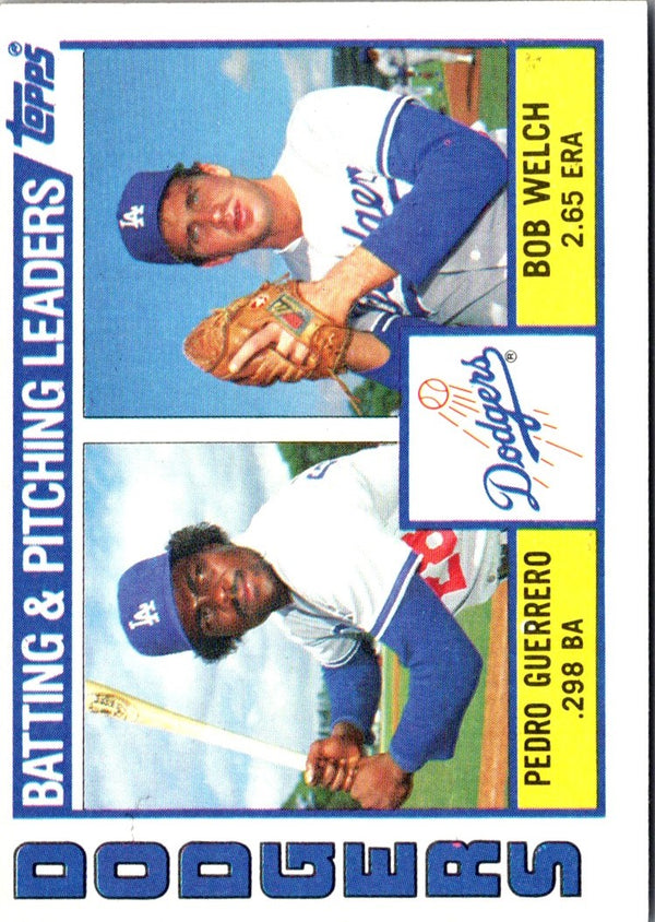 1984 Topps Dodgers Batting & Pitching Leaders/Checklist #306