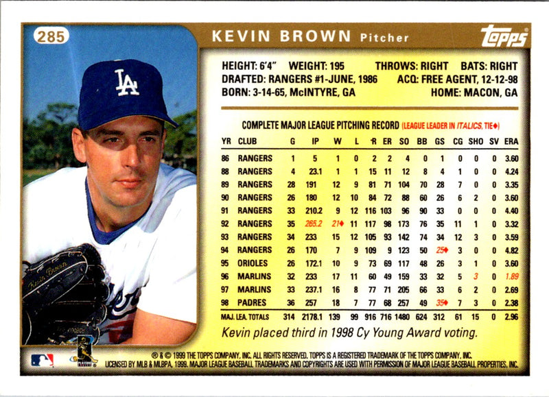 1999 Topps Kevin Brown