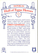 1983 Donruss Hall of Fame Heroes Christy Mathewson