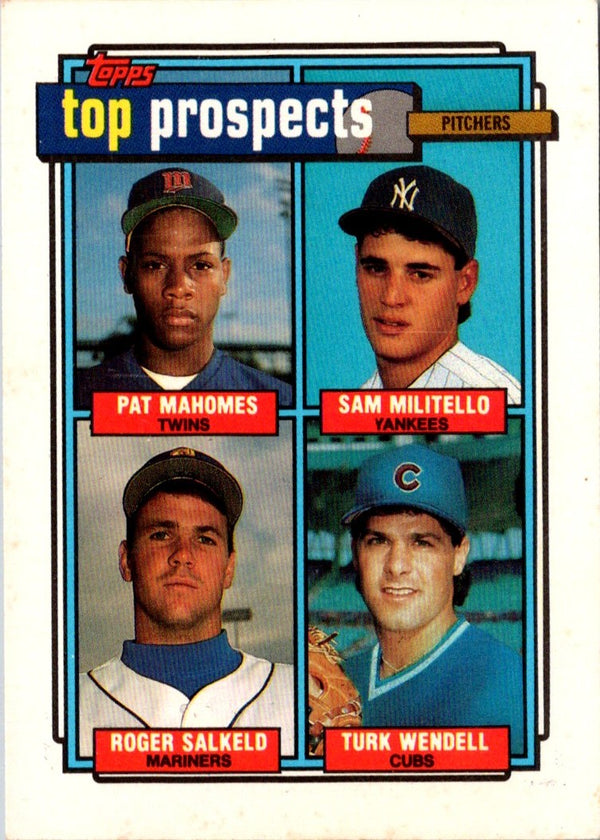 1992 Topps Pat Mahomes/Sam Militello/Roger Salkeld/Turk Wendell #676 Rookie