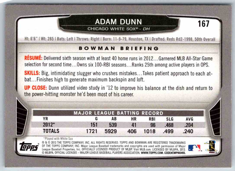 2013 Bowman Adam Dunn
