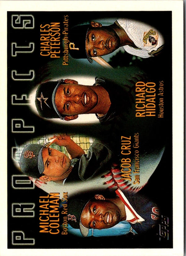1996 Topps Michael Coleman/Jacob Cruz/Richard Hidalgo/Charles Peterson #438 Rookie