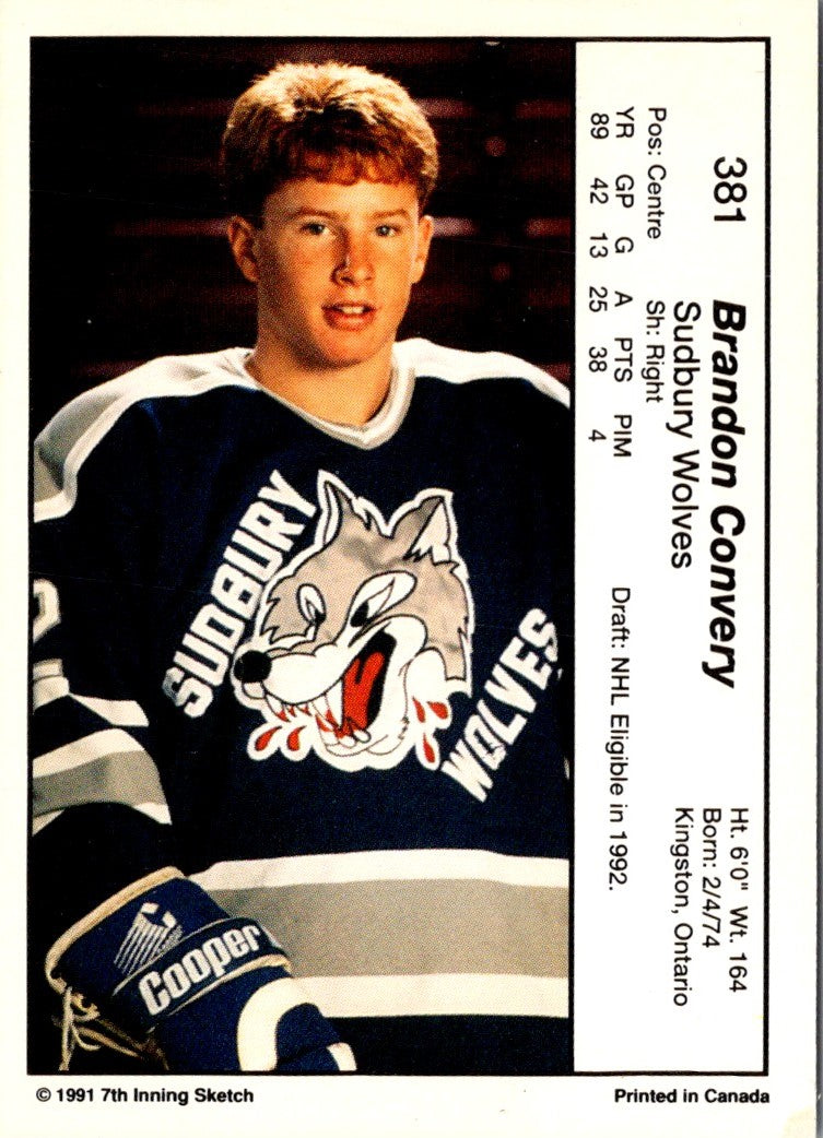 1990 7th Inning Sketch OHL Brandon Convery