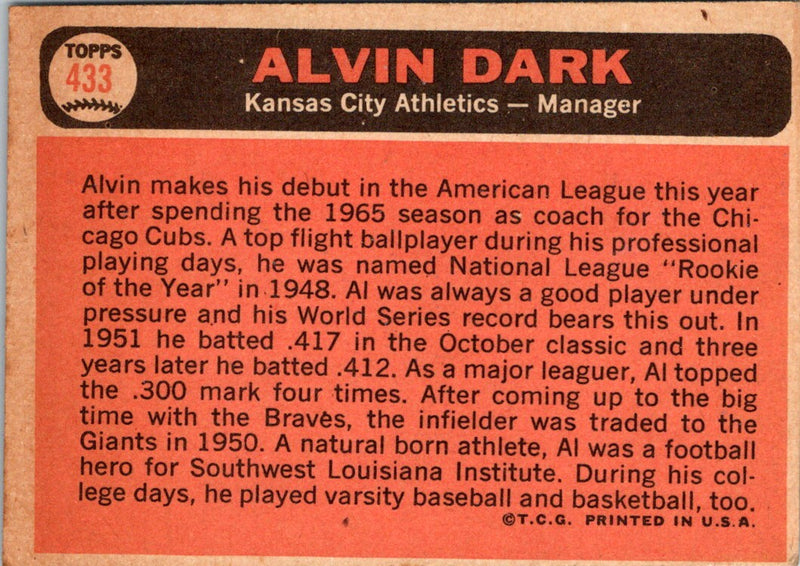 1966 Topps Alvin Dark
