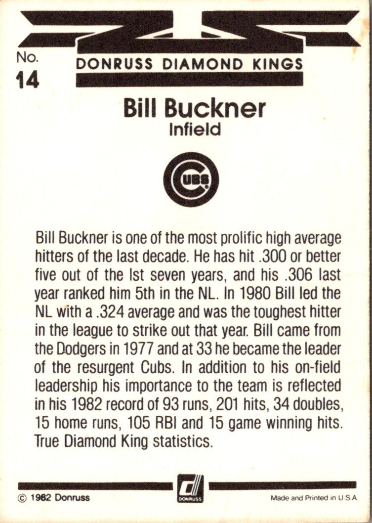 1983 Donruss Bill Buckner