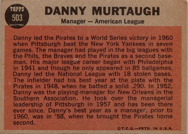 1962 Topps Danny Murtaugh