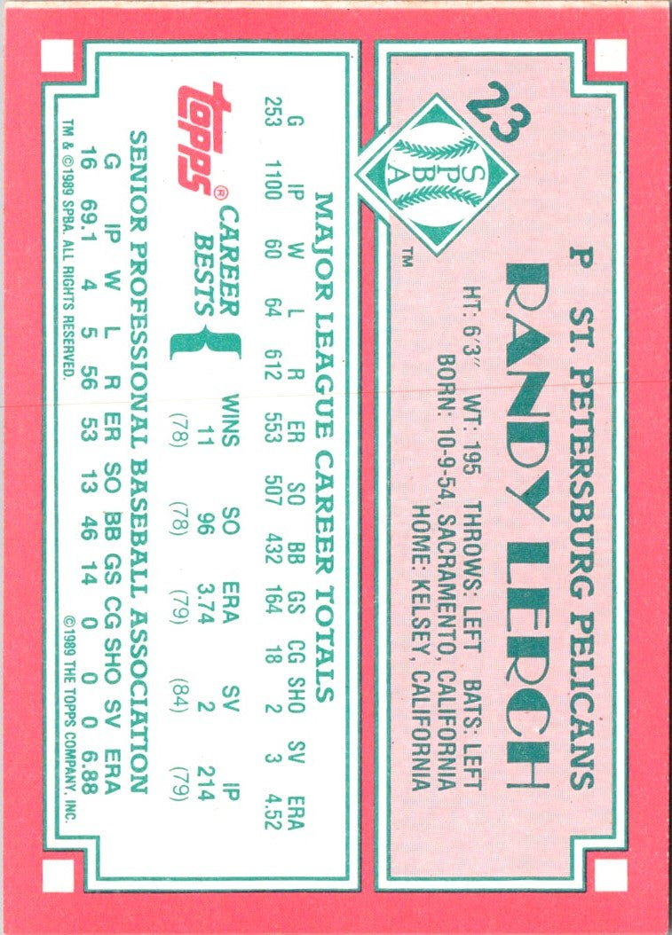 1989 Topps Senior League Randy Lerch