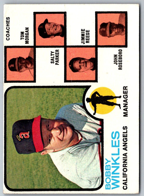 1973 O-Pee-Chee Bobby Winkles/Tom Morgan/Salty Parker/Jimmie Reese/John Roseboro #421