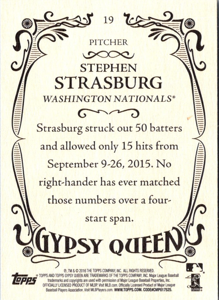 2016 Topps Gypsy Queen Stephen Strasburg