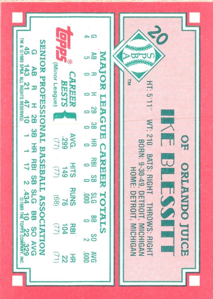 1989 Topps Senior League Ike Blessitt