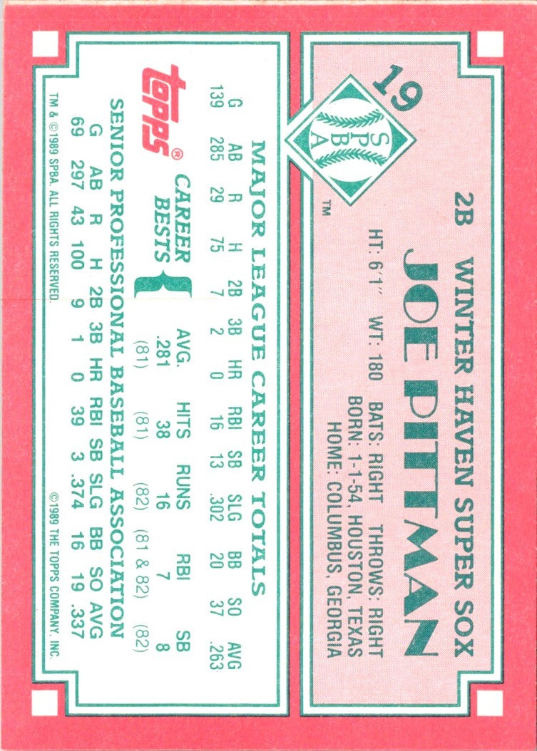 1989 Topps Senior League Joe Pittman