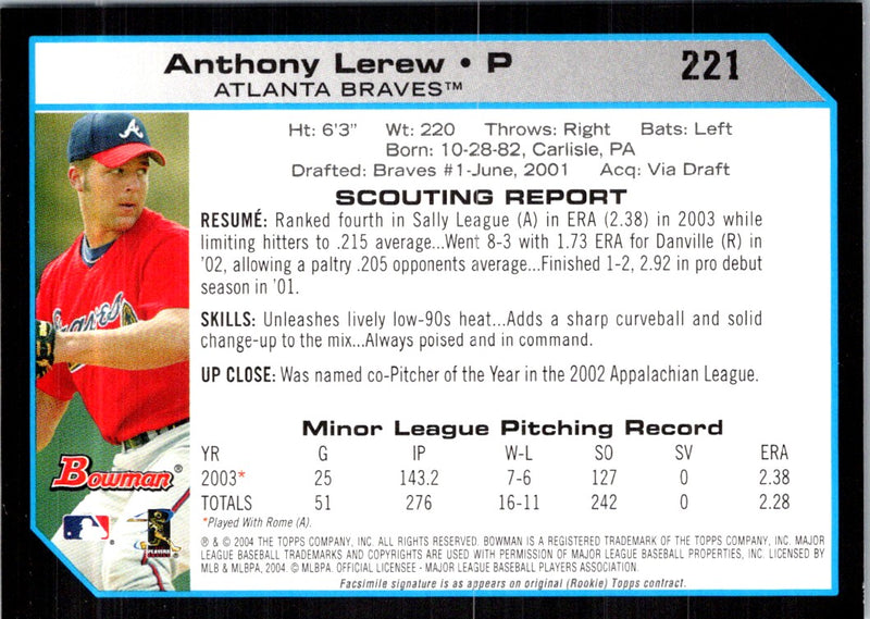 2004 Bowman Anthony Lerew