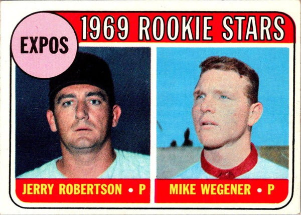 1969 Topps Expos Rookies - Jerry Robertson/Mike Wegener #284 Rookie EX