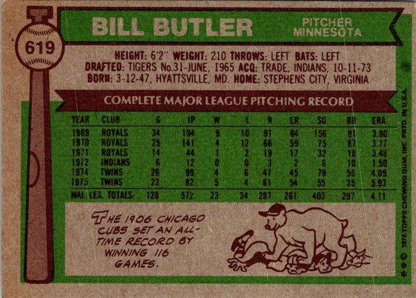 1976 Topps Bill Butler #619