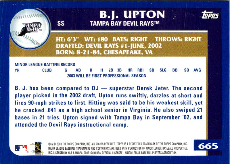 2003 Topps B.J. Upton