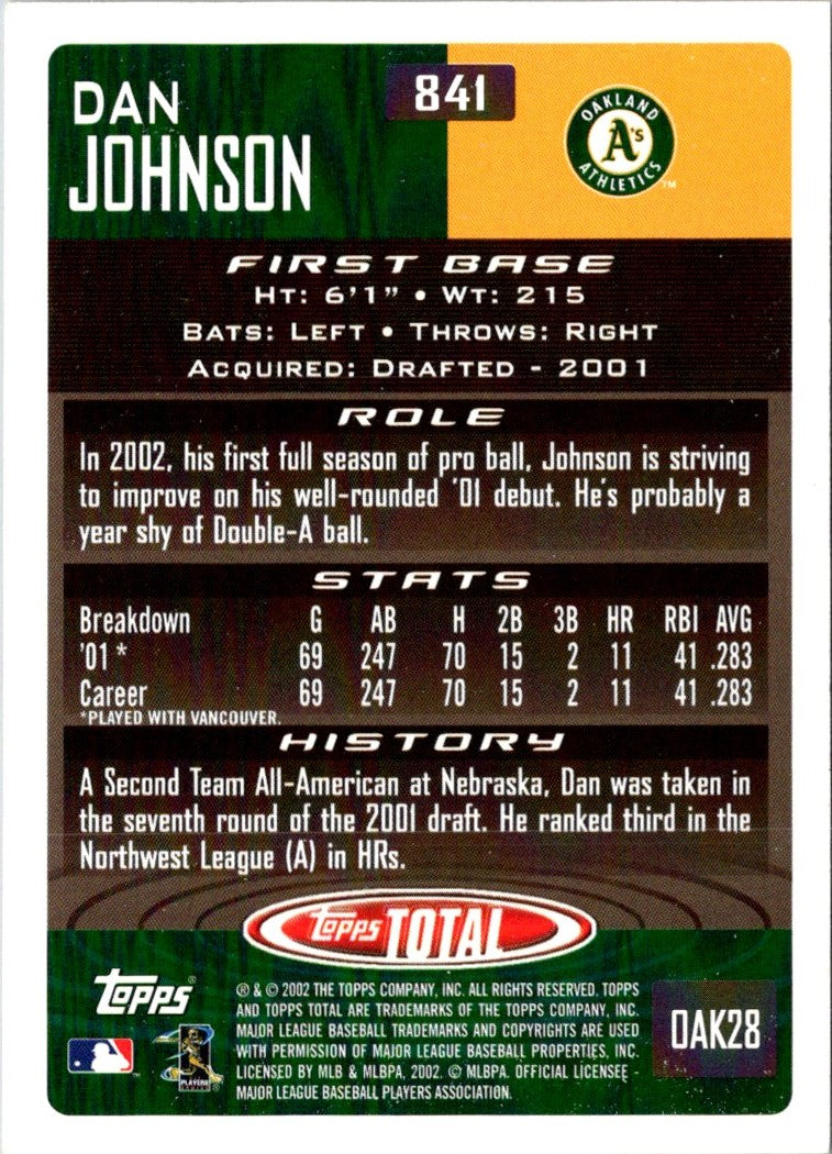 2002 Topps Total Dan Johnson