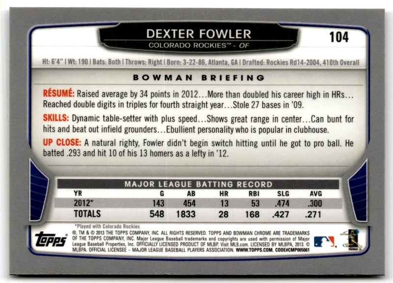 2013 Bowman Chrome Dexter Fowler