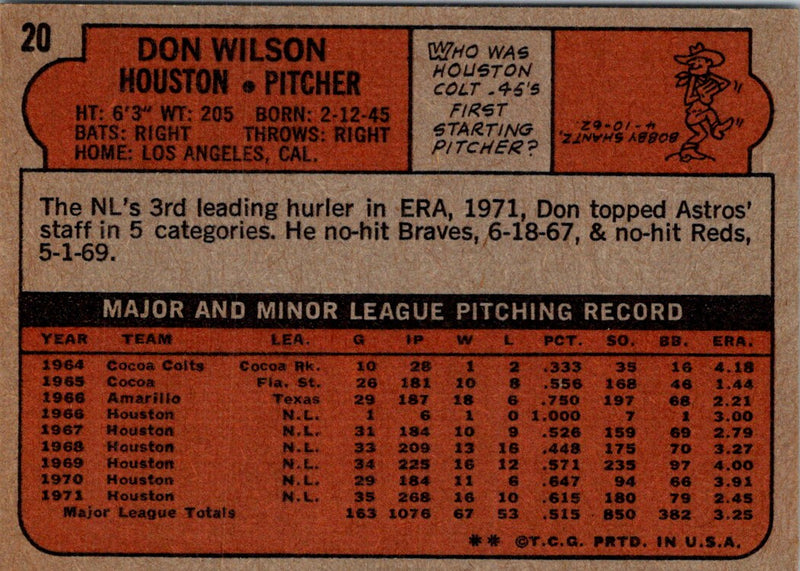 1972 Topps Don Wilson