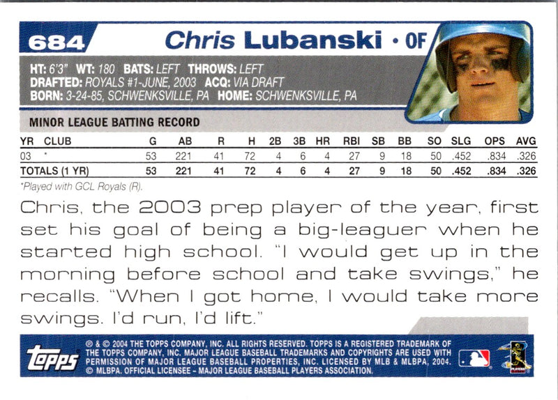 2004 Topps Chris Lubanski
