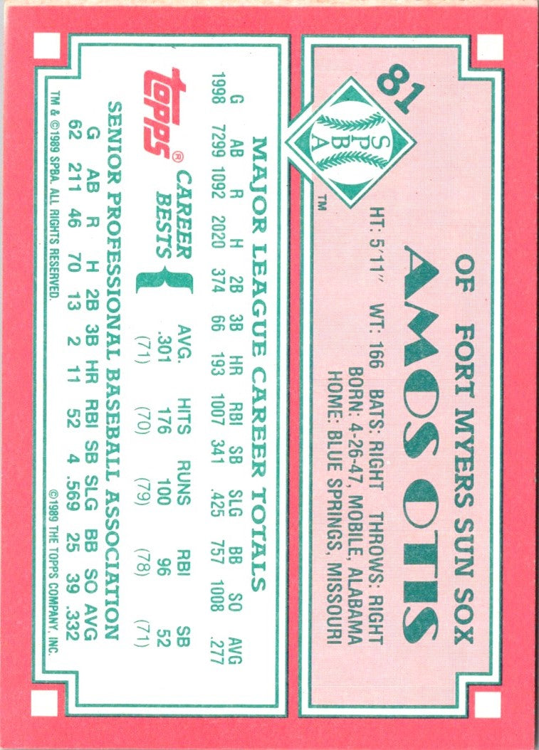 1989 Topps Senior League Amos Otis