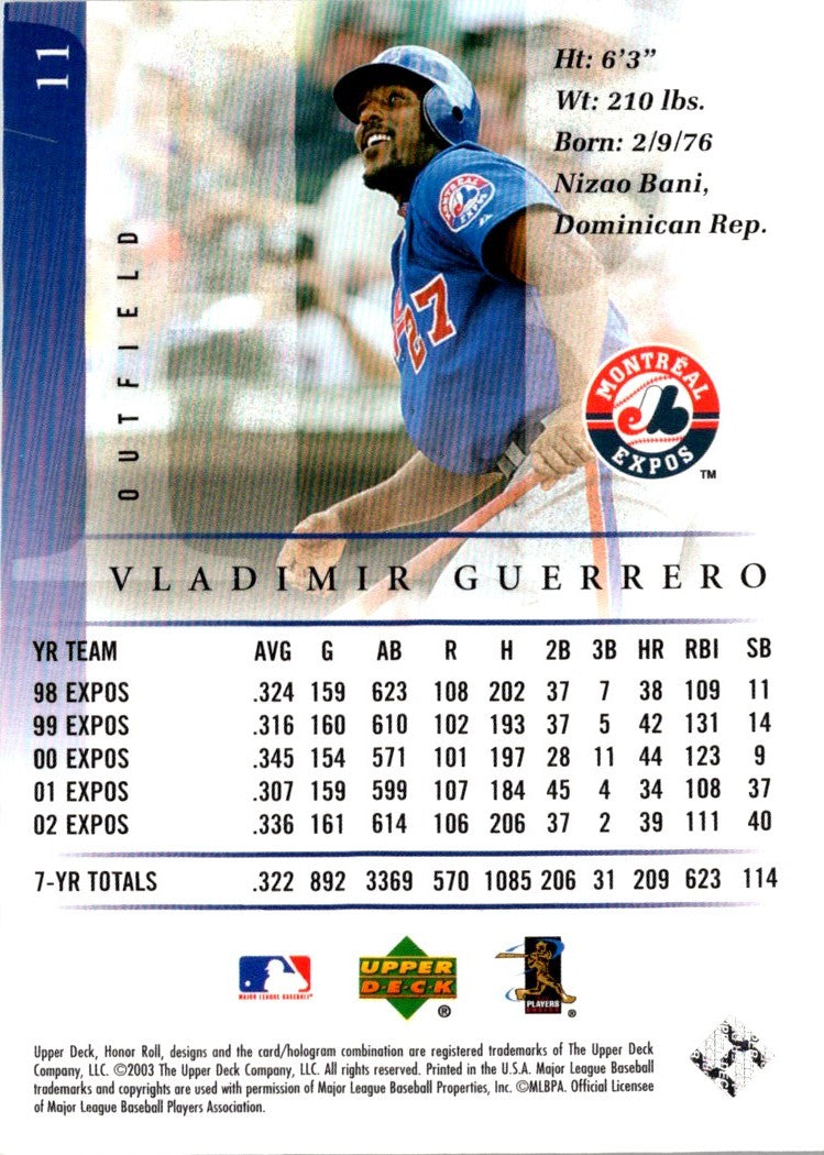 2003 Upper Deck Honor Roll Vladimir Guerrero