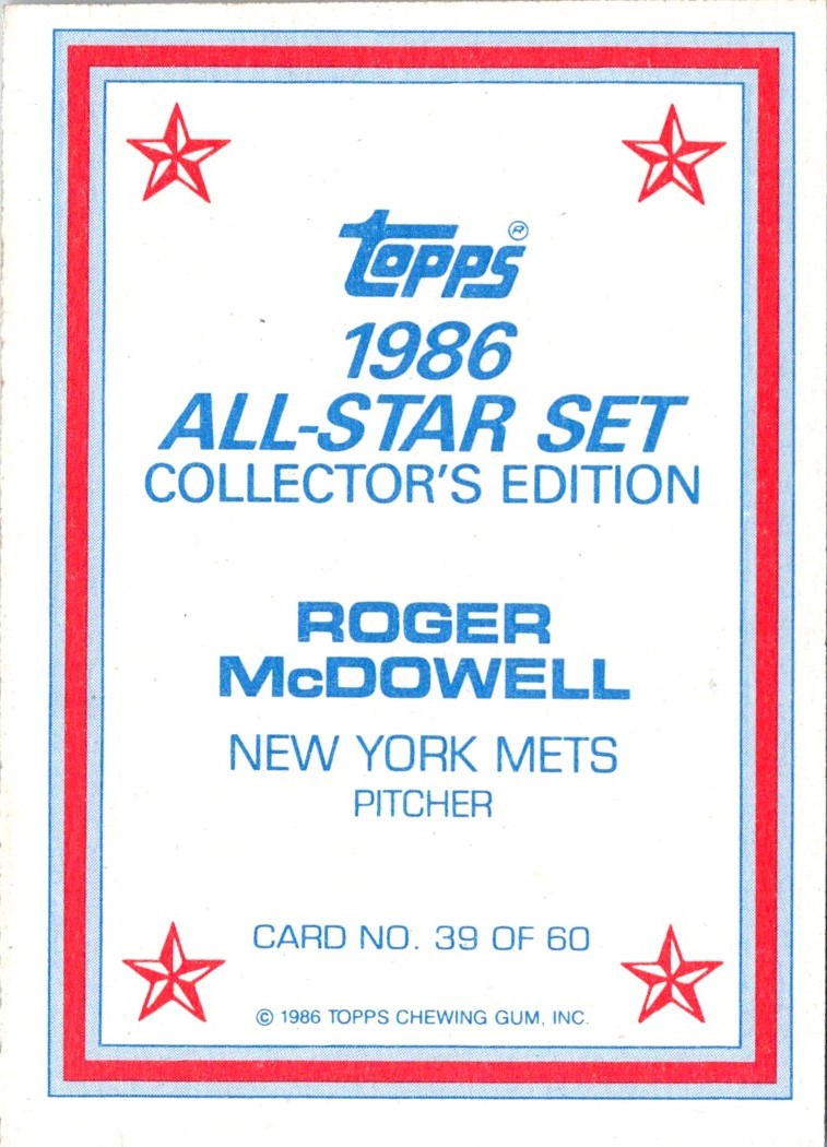 1986 Topps Glossy Roger McDowell