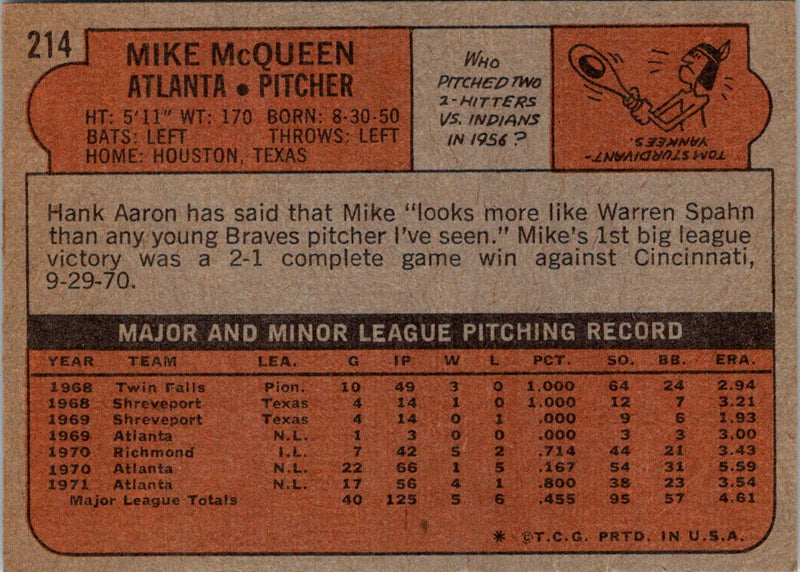 1972 Topps Mike McQueen