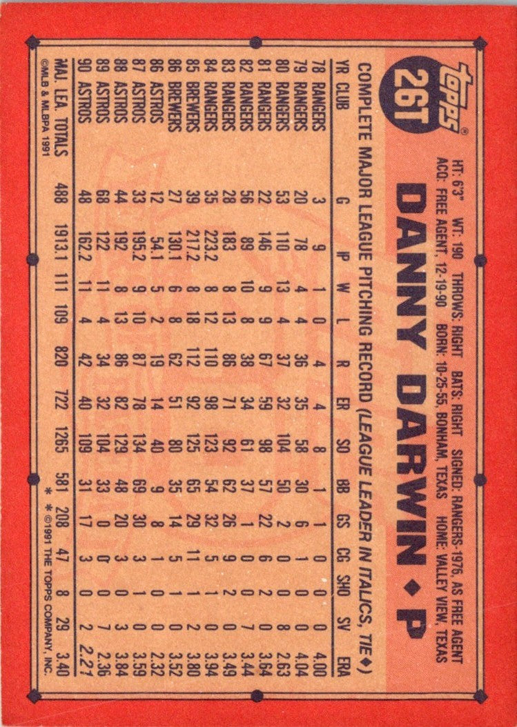 1991 Topps Traded Danny Darwin