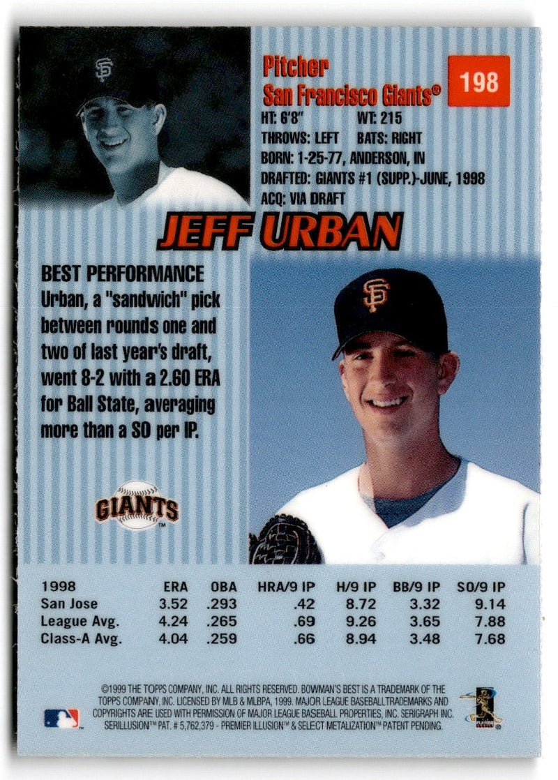 1999 Bowman's Best Jeff Urban