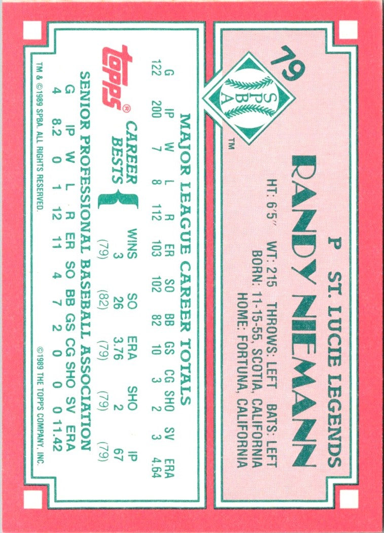 1989 Topps Senior League Randy Niemann