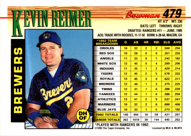 1993 Bowman Kevin Reimer