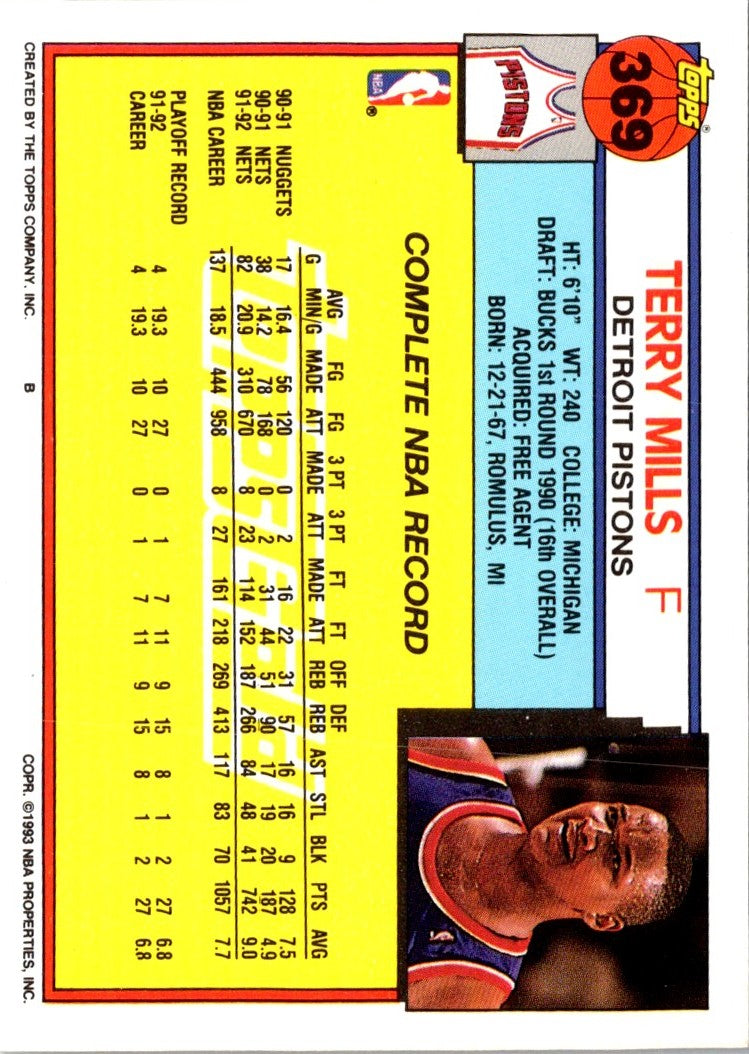 1992 Topps Terry Mills