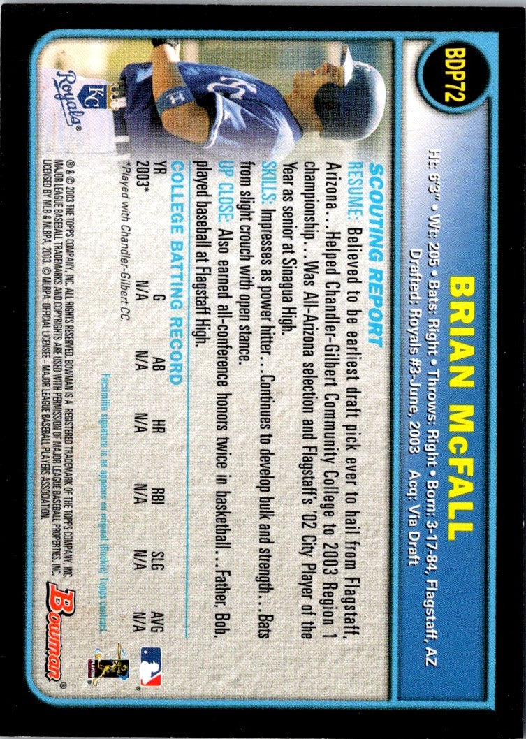2003 Bowman Draft Picks & Prospects Brian McFall