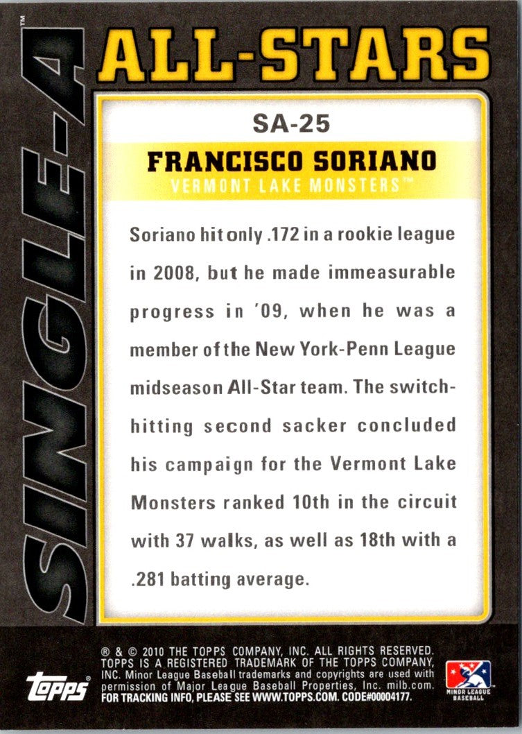 2010 Topps Pro Debut Single-A All-Stars Francisco Soriano