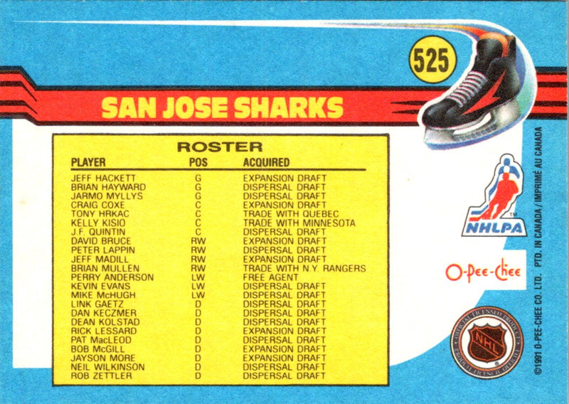1991 O-Pee-Chee San Jose Sharks