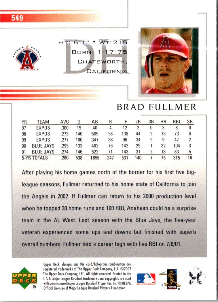 2002 Upper Deck Brad Fullmer