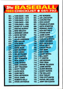1989 Topps Checklist 661-792
