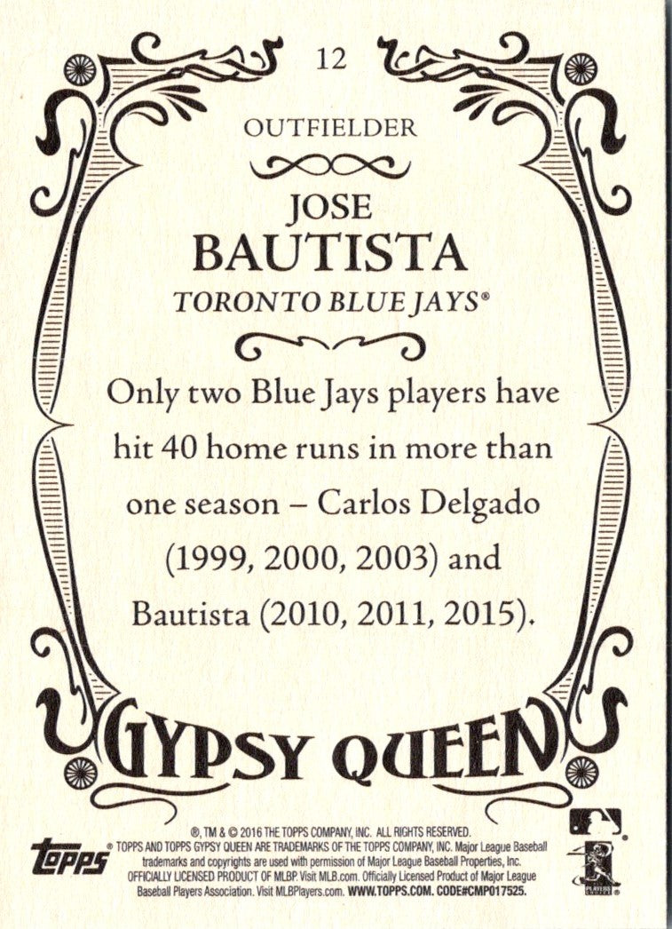 2016 Topps Gypsy Queen Jose Bautista