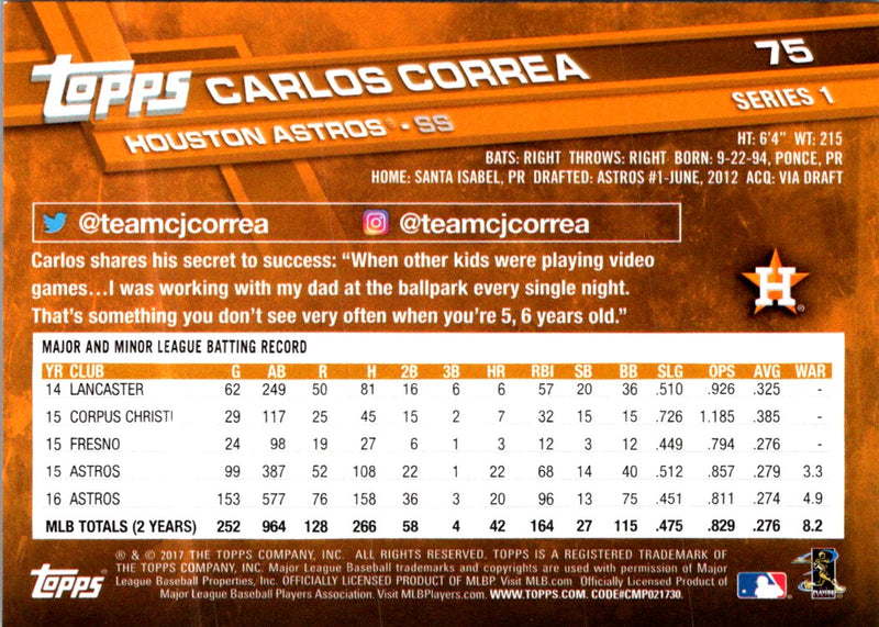 2017 Topps All-Star Game 2017 Carlos Correa