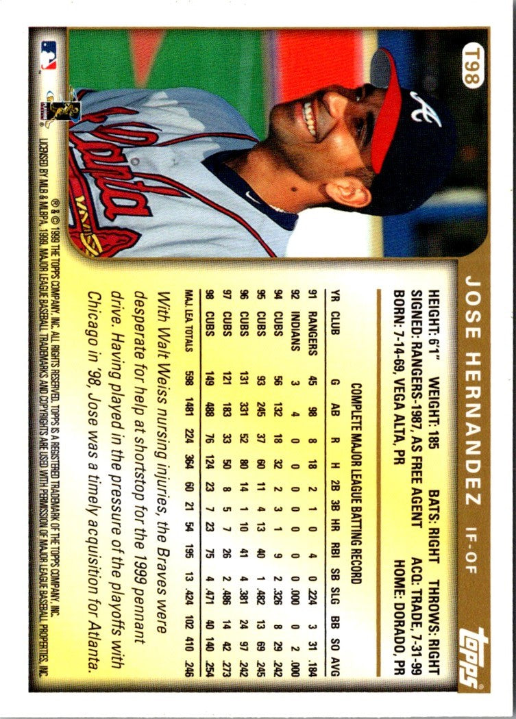 1999 Topps Traded & Rookies Jose Hernandez