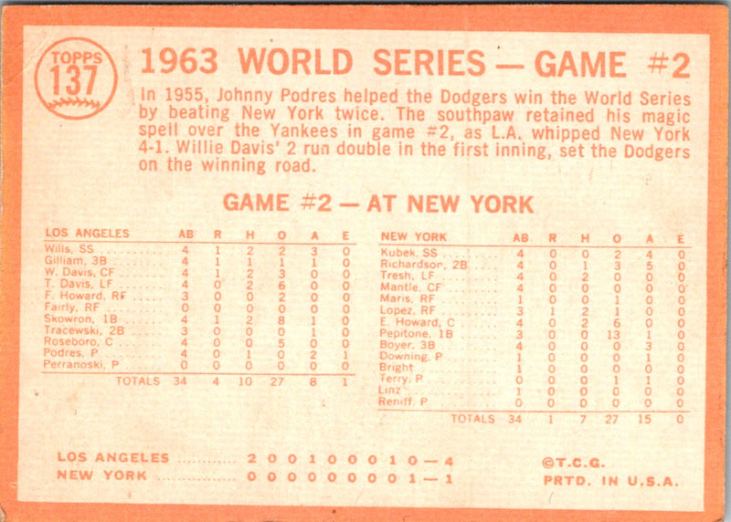 1964 Topps World Series Game 2