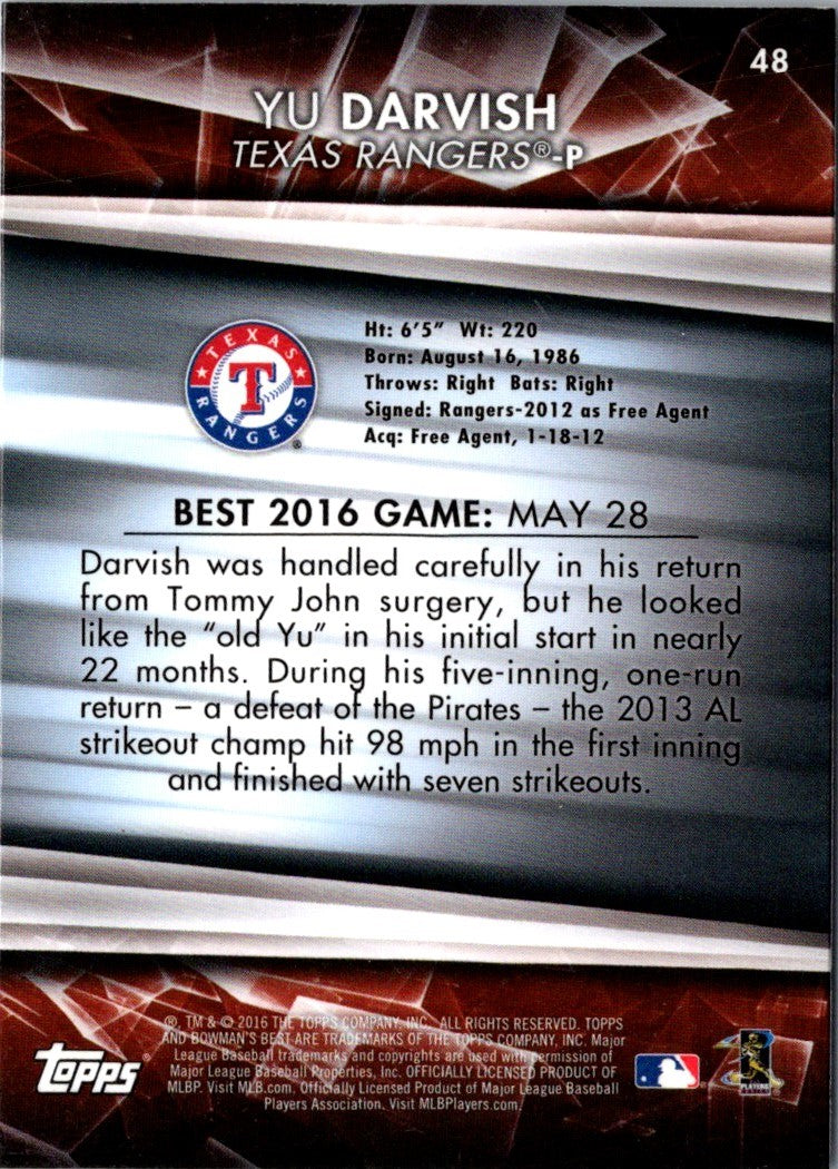 2016 Bowman's Best Yu Darvish