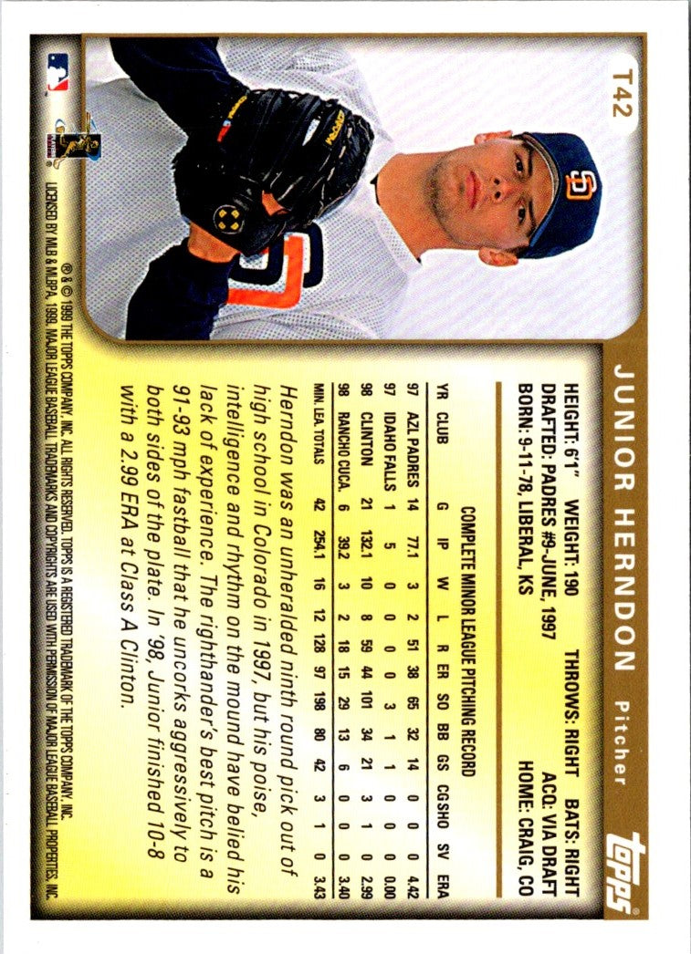 1999 Topps Traded Rookies Junior Herndon