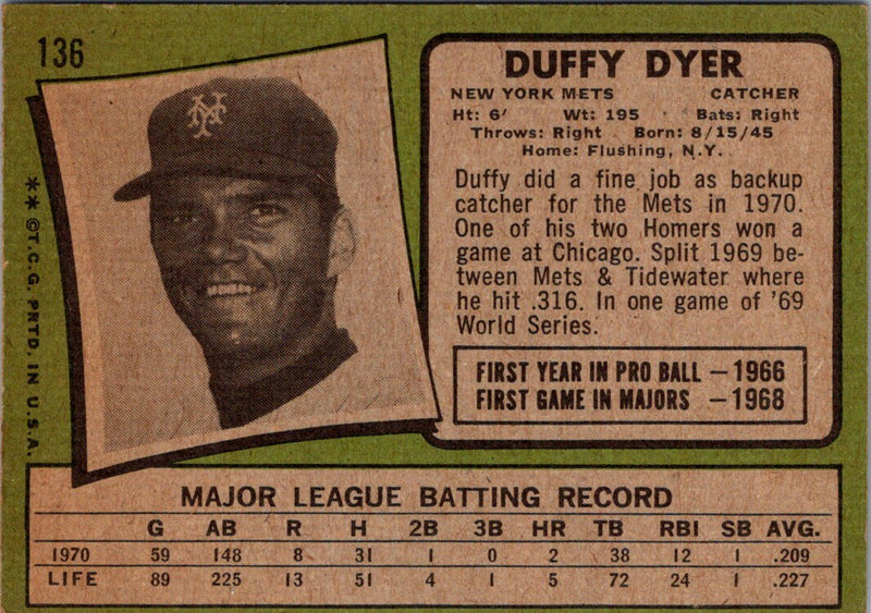 1971 Topps Duffy Dyer