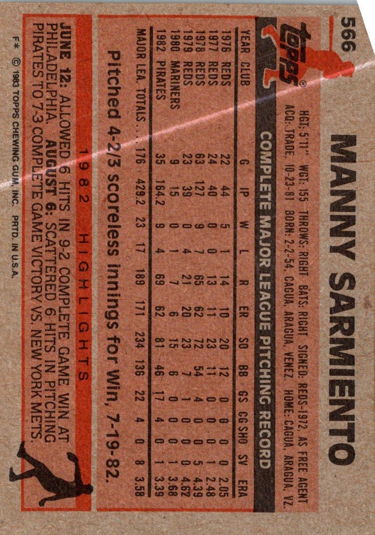 1983 Topps Manny Sarmiento