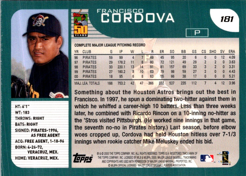 2001 Topps Francisco Cordova