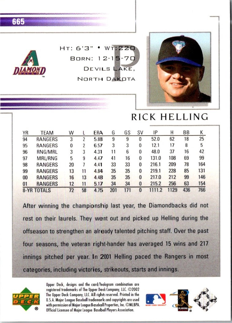 2002 Upper Deck Rick Helling