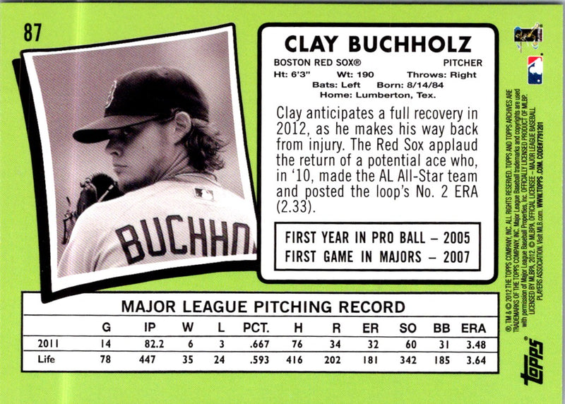 2012 Topps Gold Rush Wrapper Redemption (Series 2) Clay Buchholz
